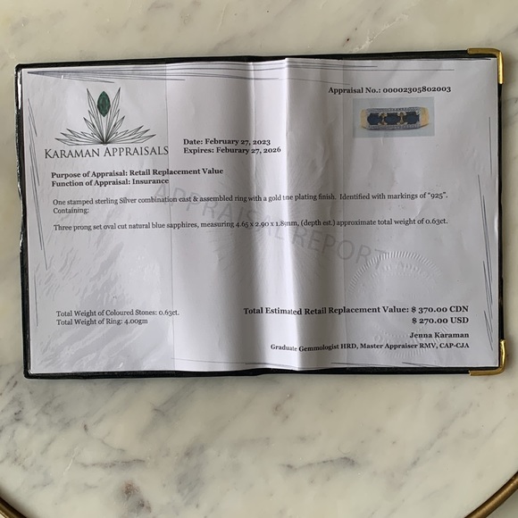 Vintage Sapphire Ring Size 7 with Appraisal Certificate - Picture 3 of 4